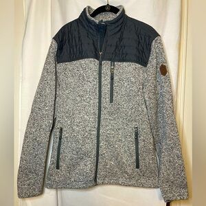 Free Country Heather Gray and Black Zip Up Heavy Track Jacket w 3 pockets Size M